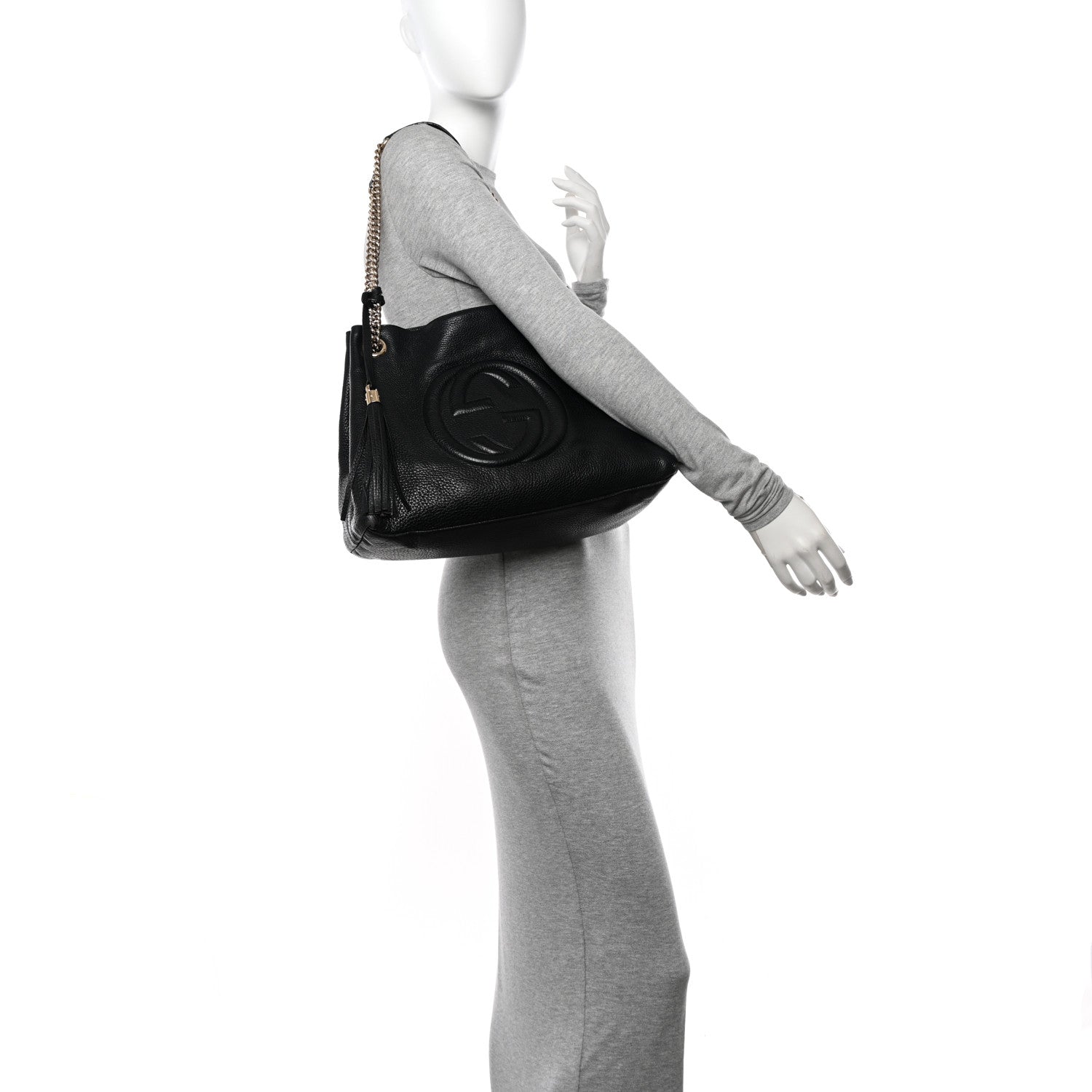 Gucci Pebbled Calfskin Medium Soho Chain Shoulder Bag Black 2 of 16