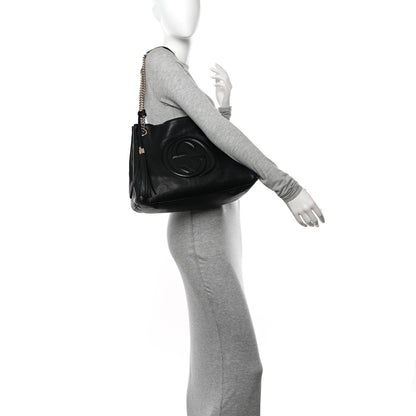 Gucci Pebbled Calfskin Medium Soho Chain Shoulder Bag Black 2 of 16