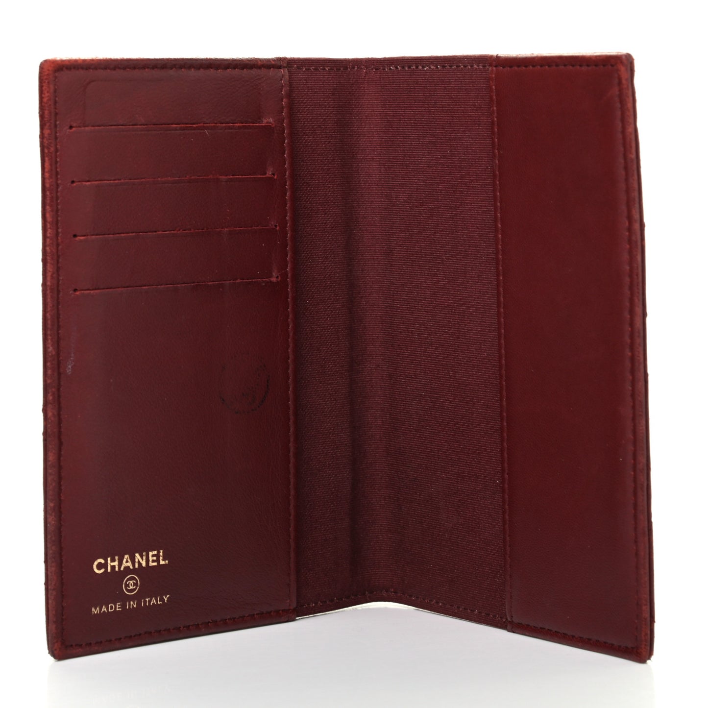 Lambskin Quilted Passport Holder Burgundy