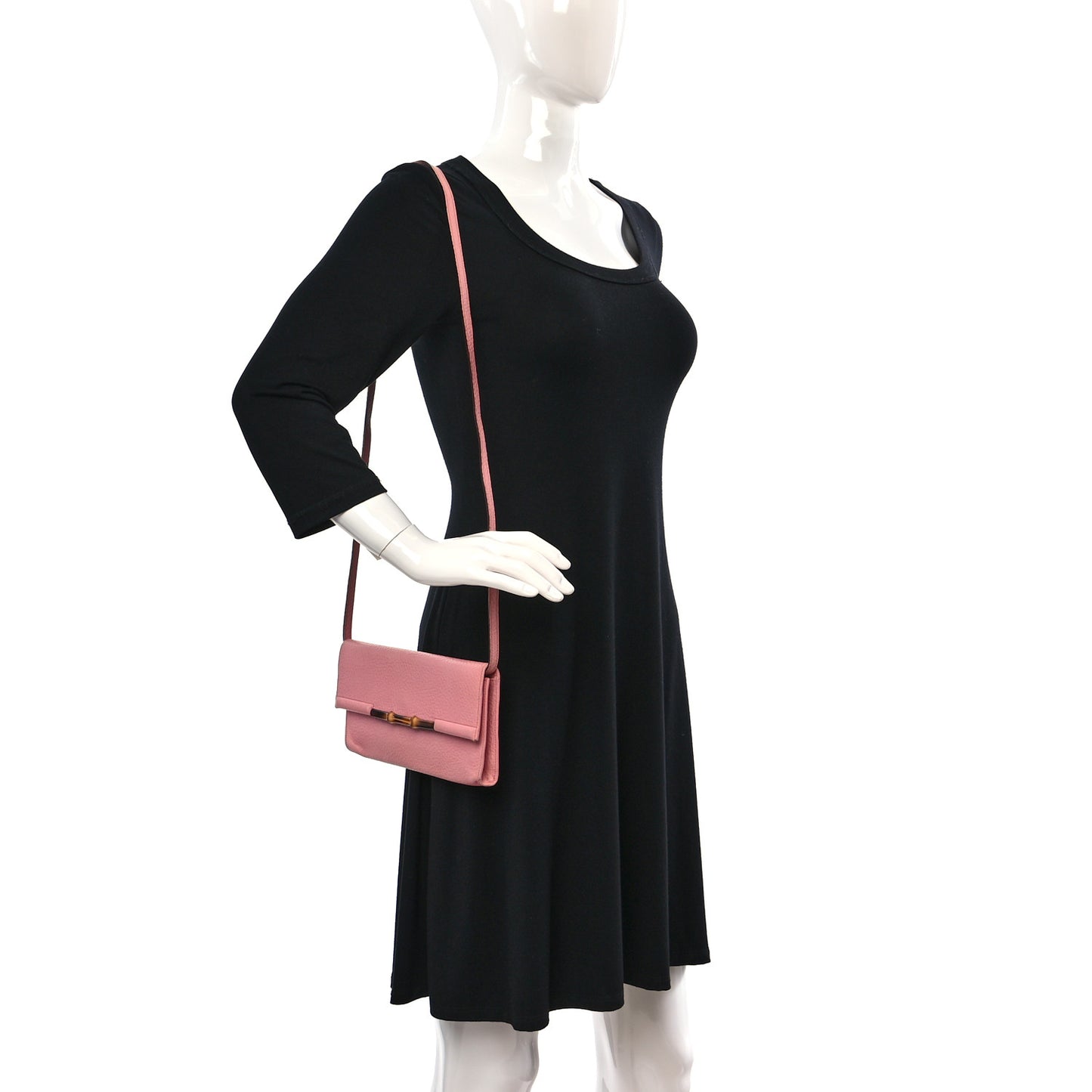 Calfskin Bamboo Bar Clutch Pink