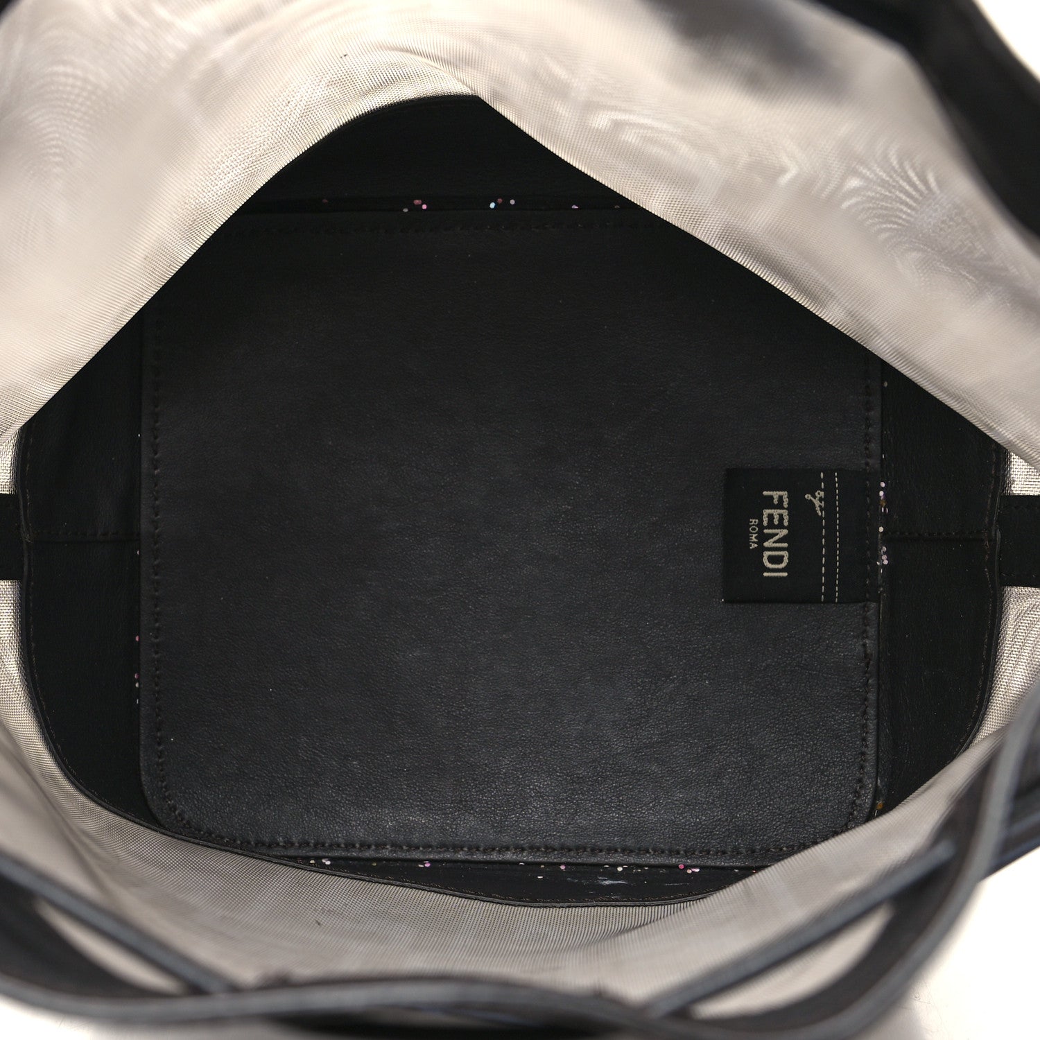 Fendi Mesh Vitello Grace F is Fendi FF 1974 Grande Mon Tresor Bucket Bag Azzurro Black Ebano 5 of 12