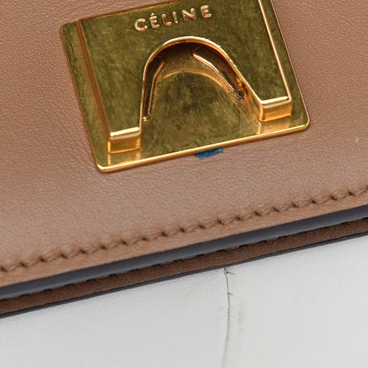 Celine Shiny Smooth Calfskin Medium Frame Shoulder Bag Tan Optic White 10 of 12