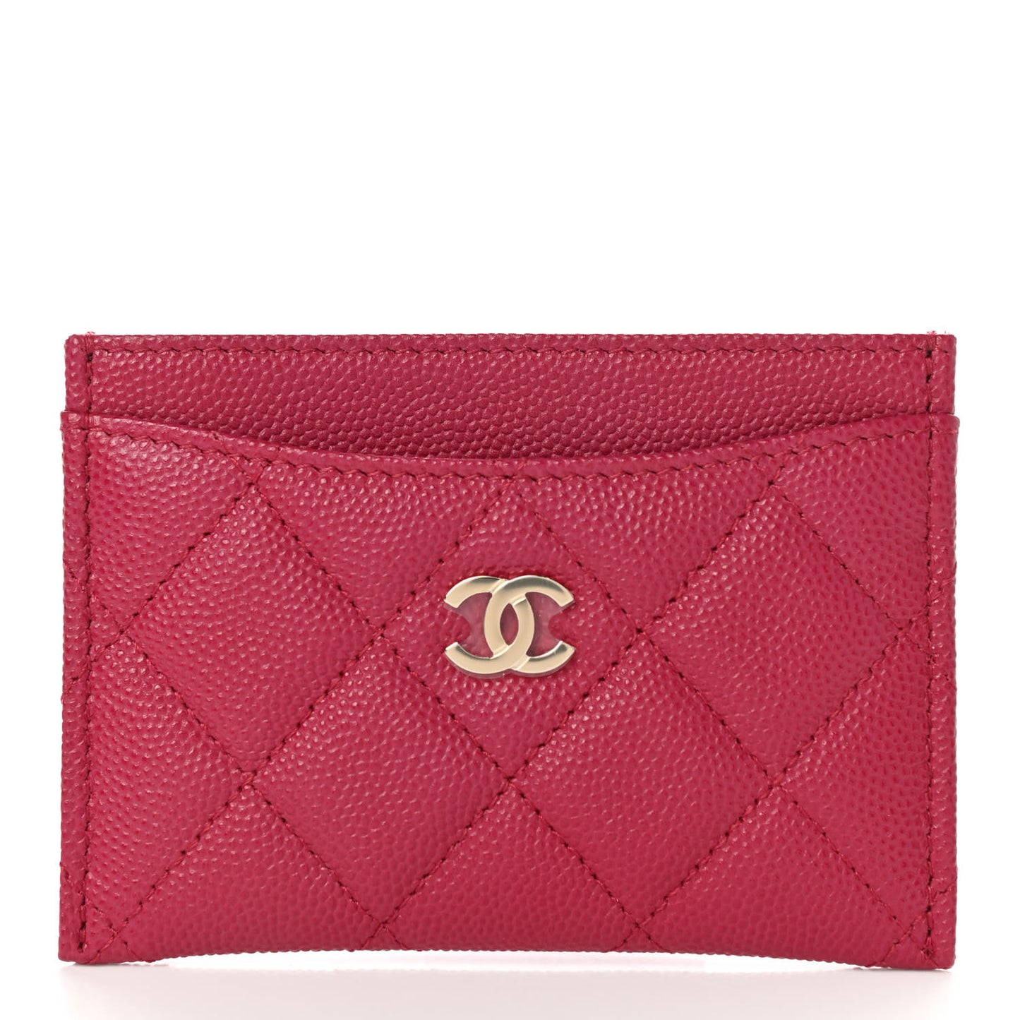Caviar Quilted Card Holder Dark Pink