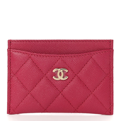 Chanel Caviar Quilted Card Holder Dark Pink 1 of 7