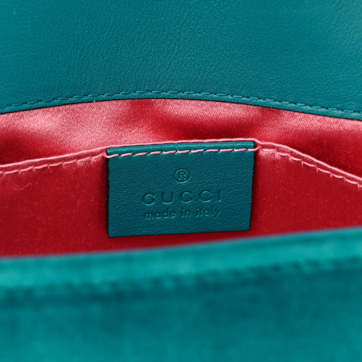 Velvet Matelasse Mini GG Marmont Shoulder Bag Pavone Cyan