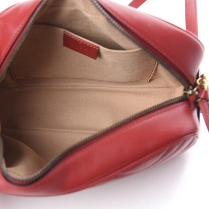 Gucci Calfskin Matelasse Small GG Marmont Chain Shoulder Bag Hibiscus Red 4 of 8