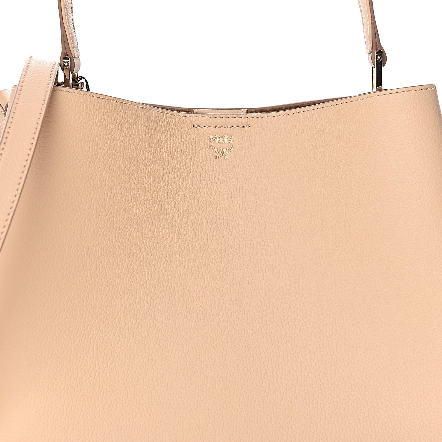 Grained Calfskin Visetos Medium Sarah Hobo Latte Beige