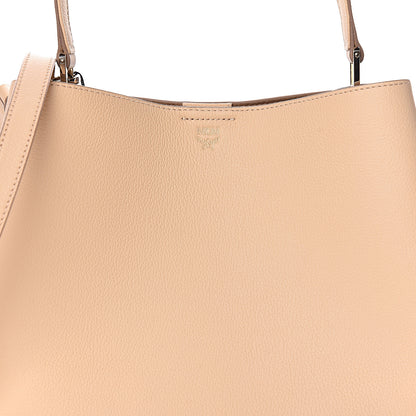 MCM Grained Calfskin Visetos Medium Sarah Hobo Latte Beige 12 of 12