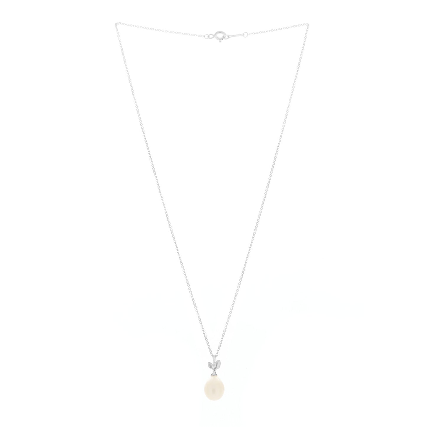 Sterling Silver Pearl Paloma Picasso Olive Leaf Drop Pendant Necklace