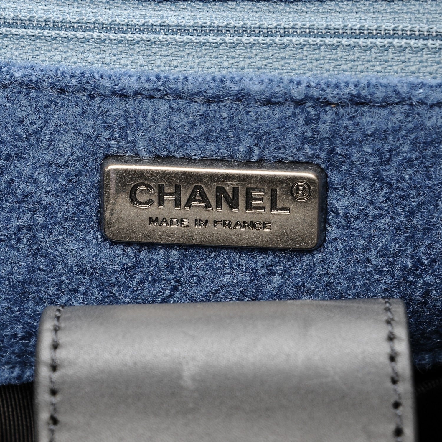 Chanel Felt Embroidered Large Crest Austrian Satchel Blue 8 of 9