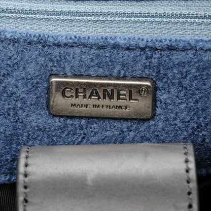 Chanel Felt Embroidered Large Crest Austrian Satchel Blue 8 of 9