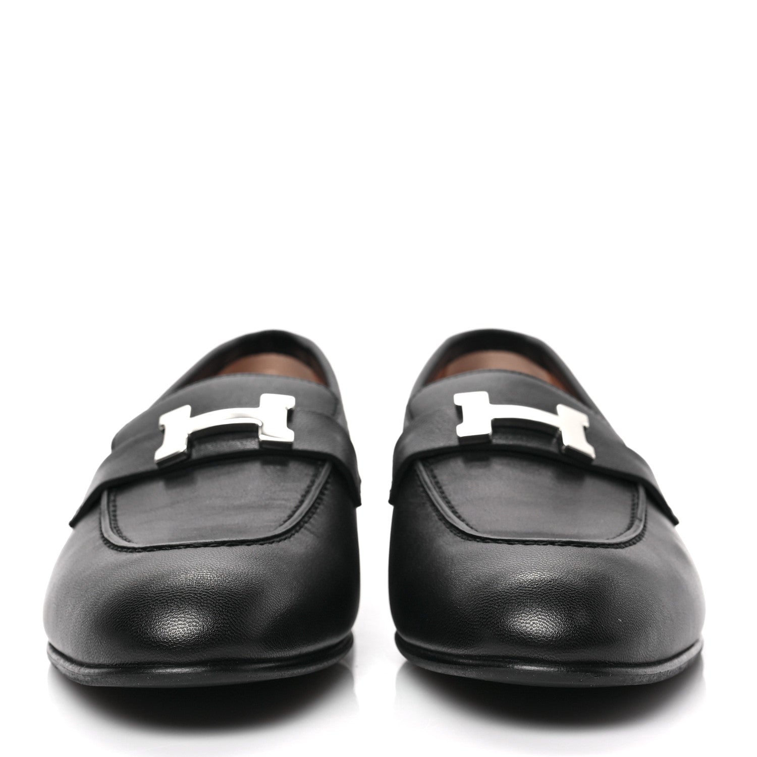 Hermes Goatskin Womens Paris Loafers 38.5 Black 2 of 7