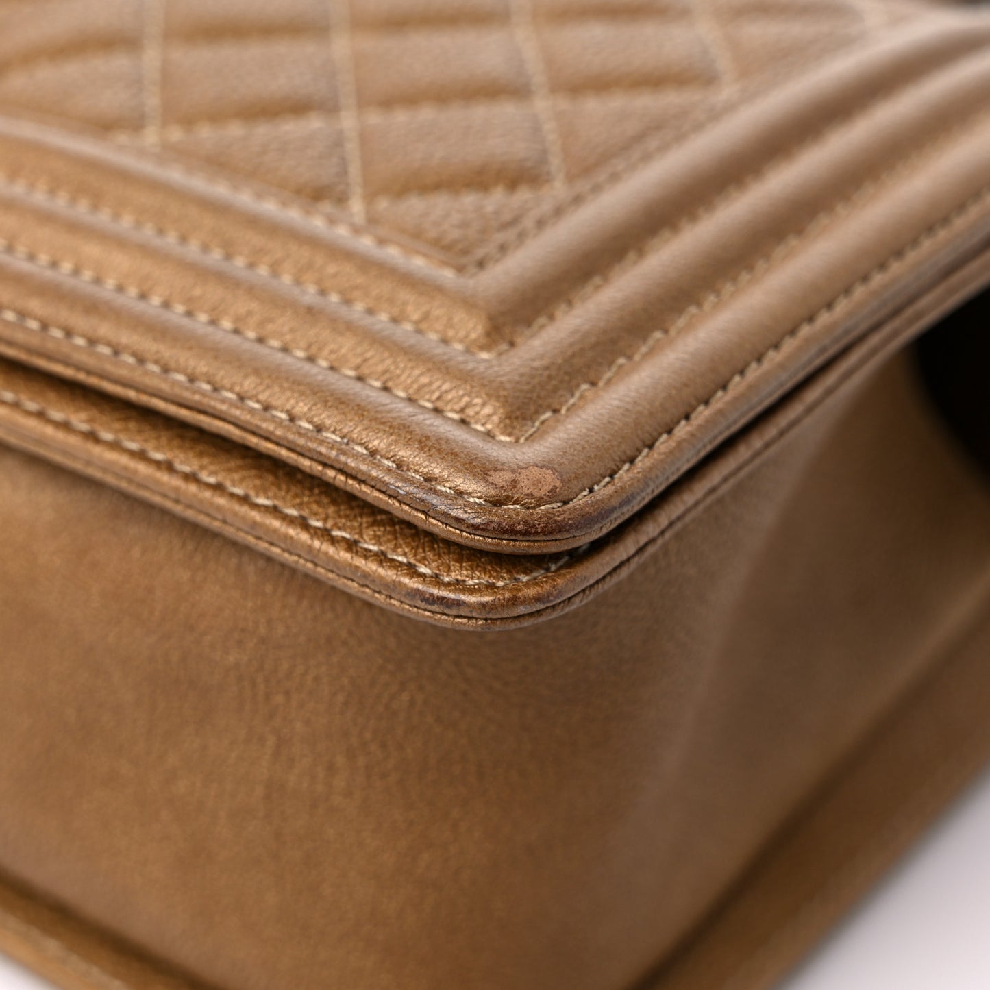 Caviar Quilted Medium Boy Flap Dark Gold