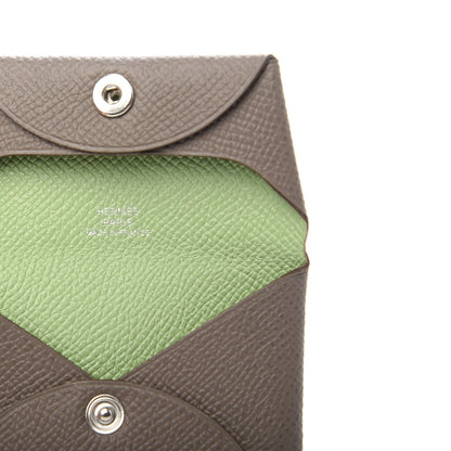 Hermes Epsom Bastia Verso Coin Purse Gris Etain Vert Criquet 6 of 7