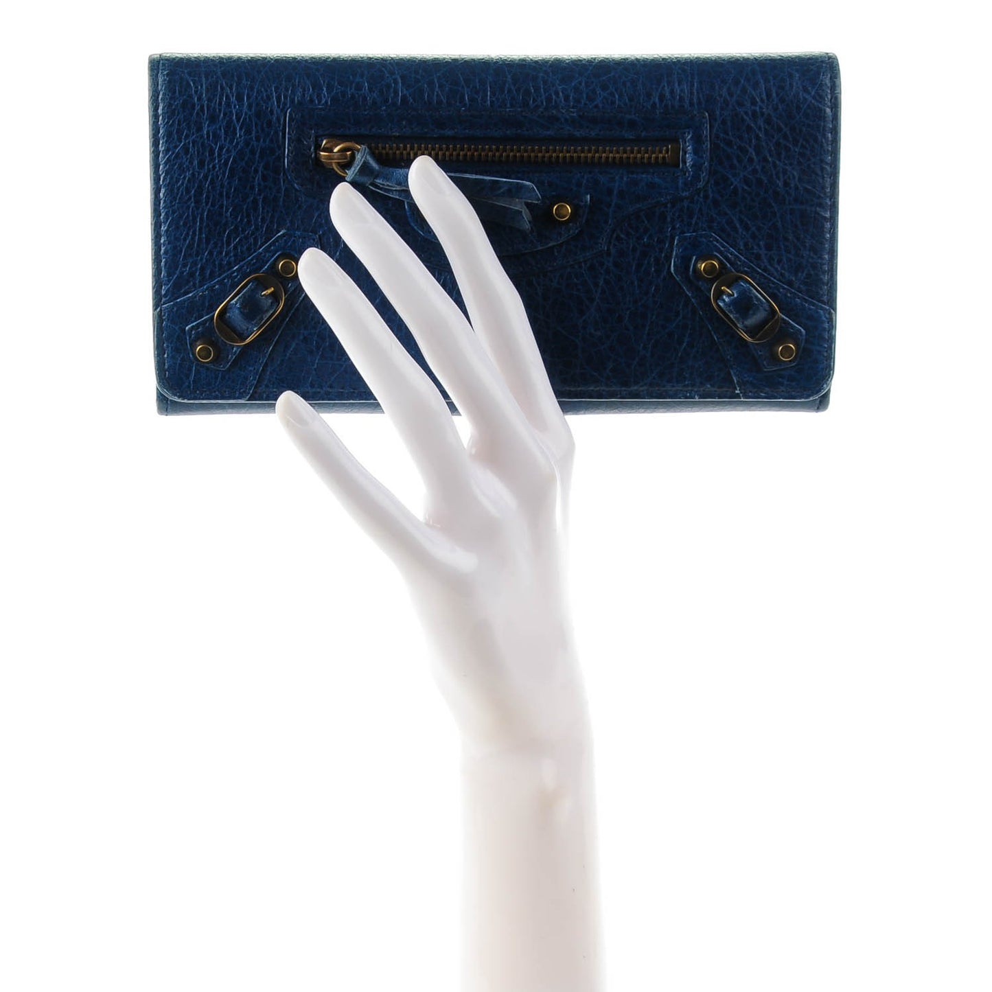 Agneau Classic Hardware Money Wallet Bleu Mineral