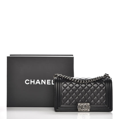 Chanel Lambskin Quilted Medium Boy Flap Black 8 of 8