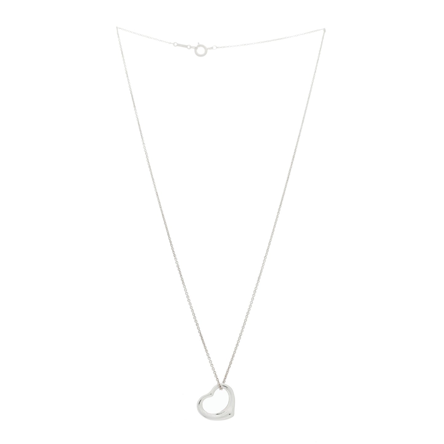 Sterling Silver 16mm Elsa Peretti Open Heart Pendant Necklace