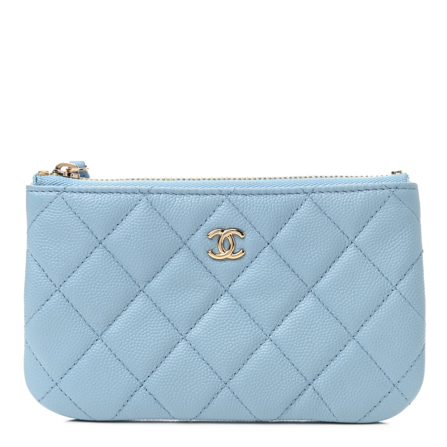 Chanel Iridescent Caviar Quilted Small Cosmetic Case Light Blue 1 of 8