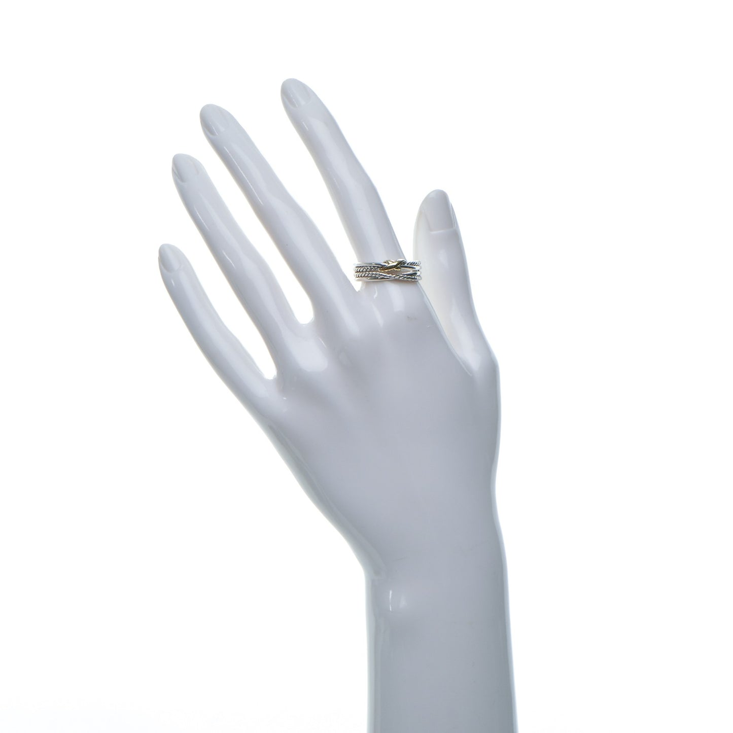 Sterling Silver 18K Yellow Gold 6mm X Crossover Ring 60 9