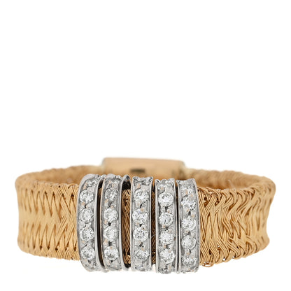 Roberto Coin 18K Yellow White Gold Diamond Silk Mesh Ring 48 4.5 1 of 4