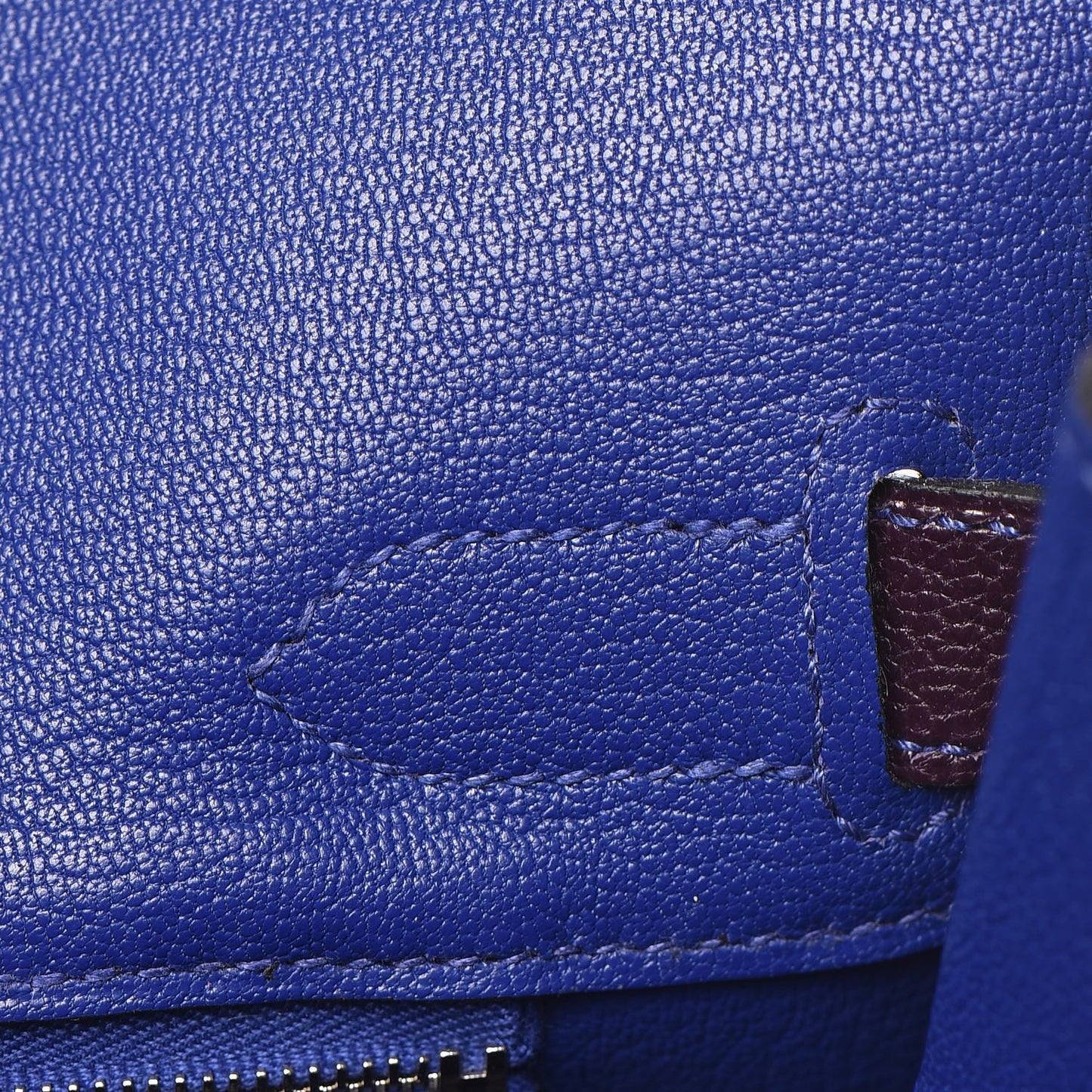 Chevre Mysore Bi-Color Horseshoe Birkin 30 Raisin Bleu Electrique