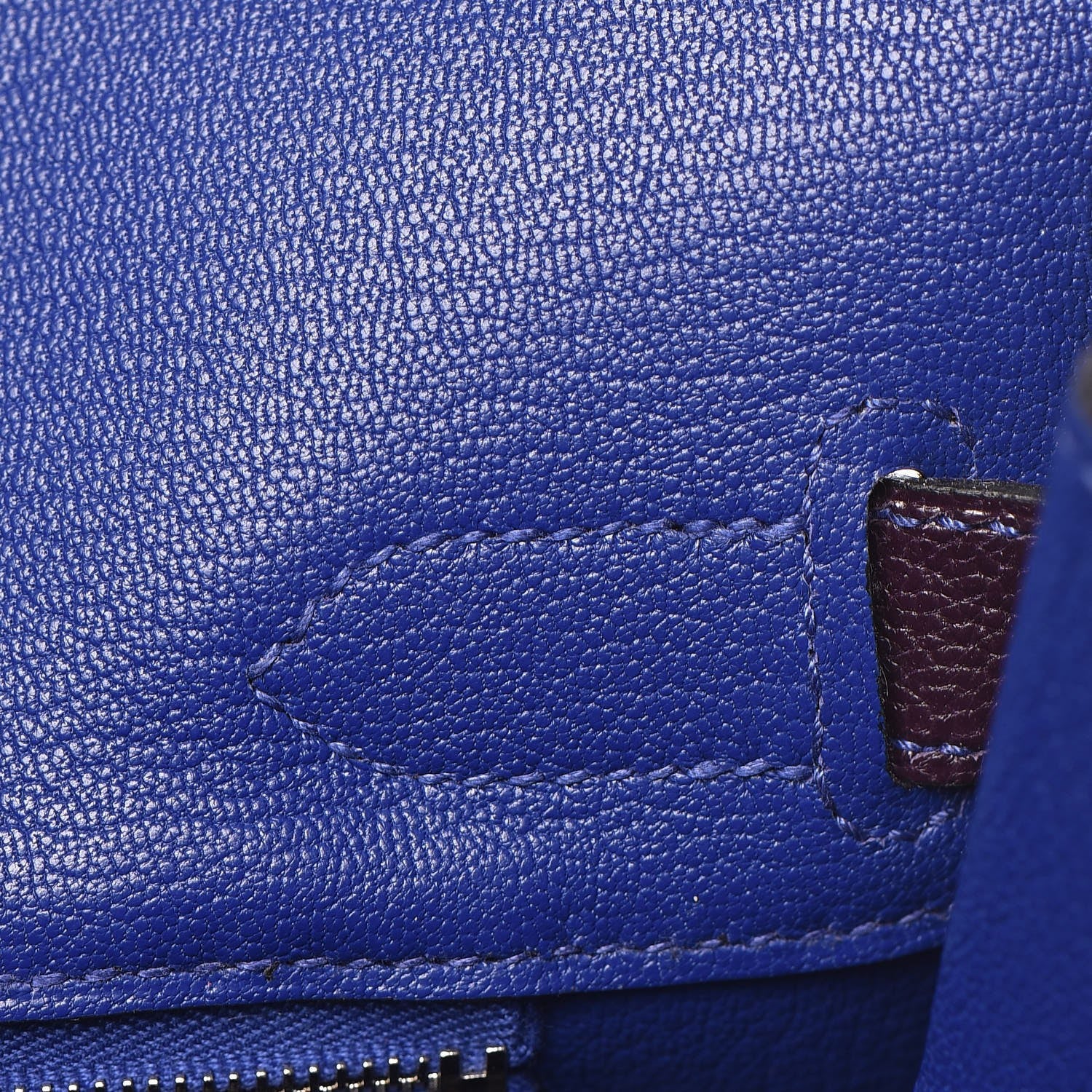 Hermes Chevre Mysore Bi-Color Horseshoe Birkin 30 Raisin Bleu Electrique 16 of 36