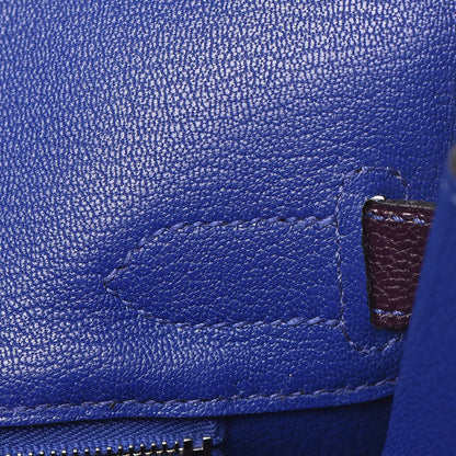 Hermes Chevre Mysore Bi-Color Horseshoe Birkin 30 Raisin Bleu Electrique 16 of 36