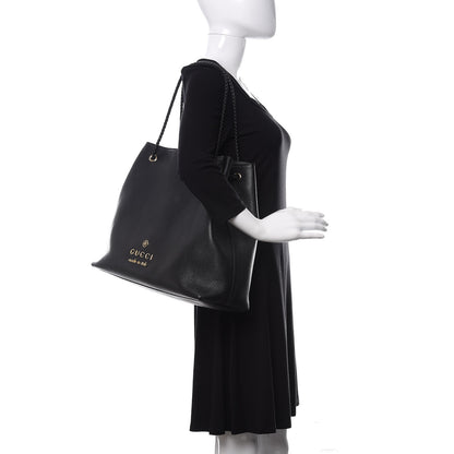 Gucci Calfskin Large Gifford Braided Handle Tote Black 2 of 10
