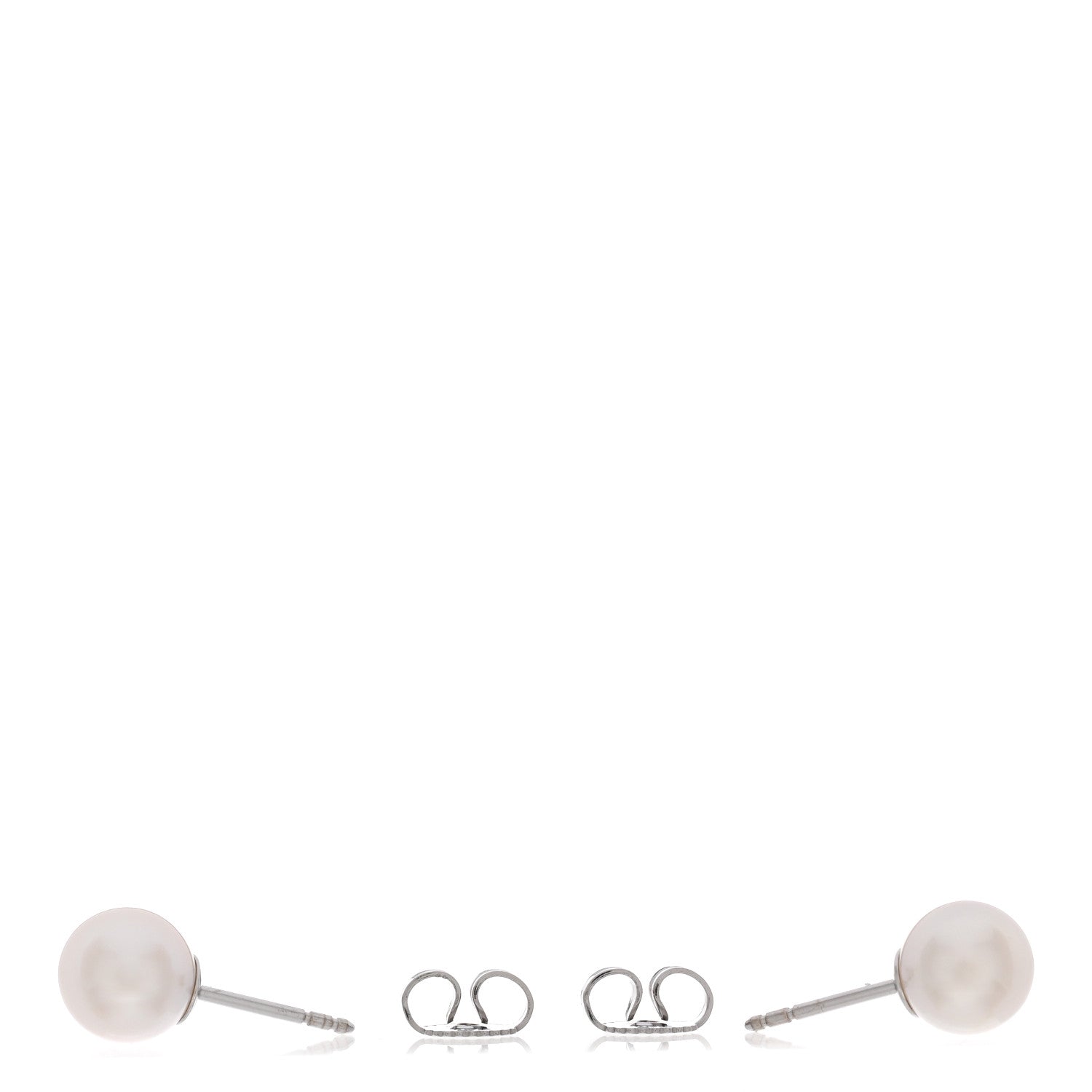 Tiffany 18K White Gold 7-7.5mm Pearl Stud Earrings 3 of 5