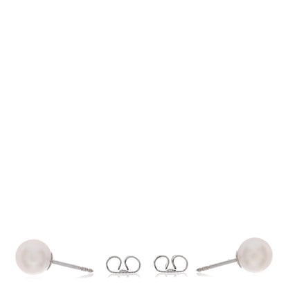 Tiffany 18K White Gold 7-7.5mm Pearl Stud Earrings 3 of 5