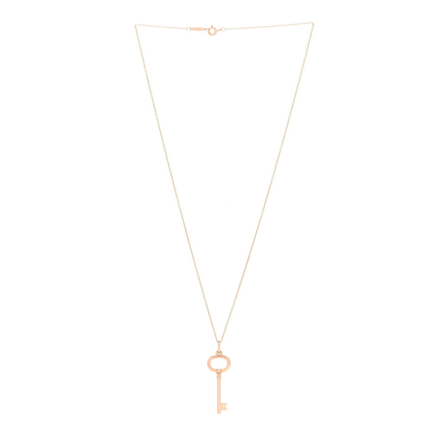 18K Rose Gold Small Oval Key Pendant Necklace