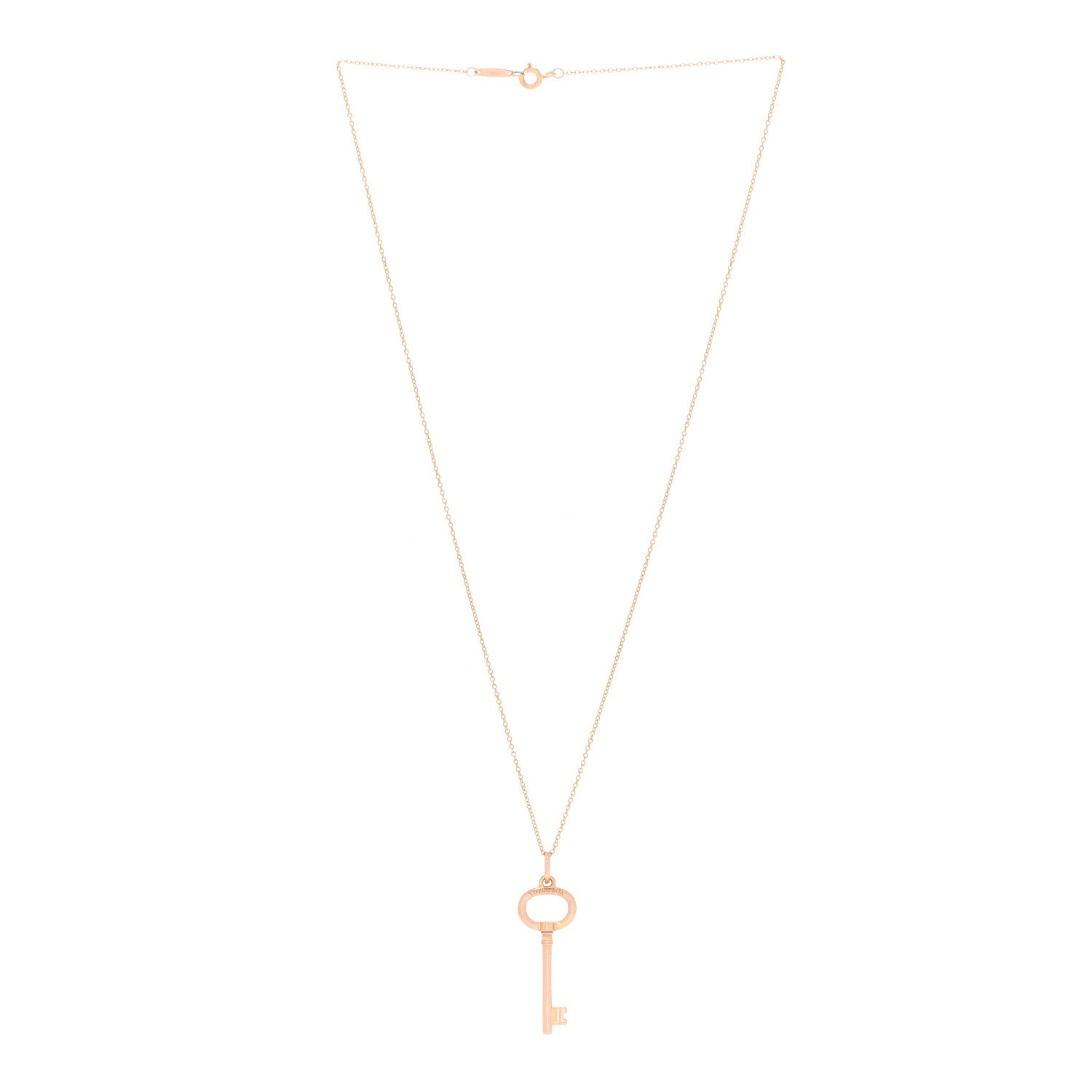 Tiffany 18K Rose Gold Small Oval Key Pendant Necklace 3 of 6