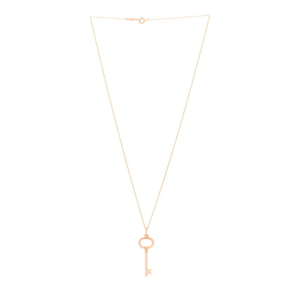 Tiffany 18K Rose Gold Small Oval Key Pendant Necklace 3 of 6