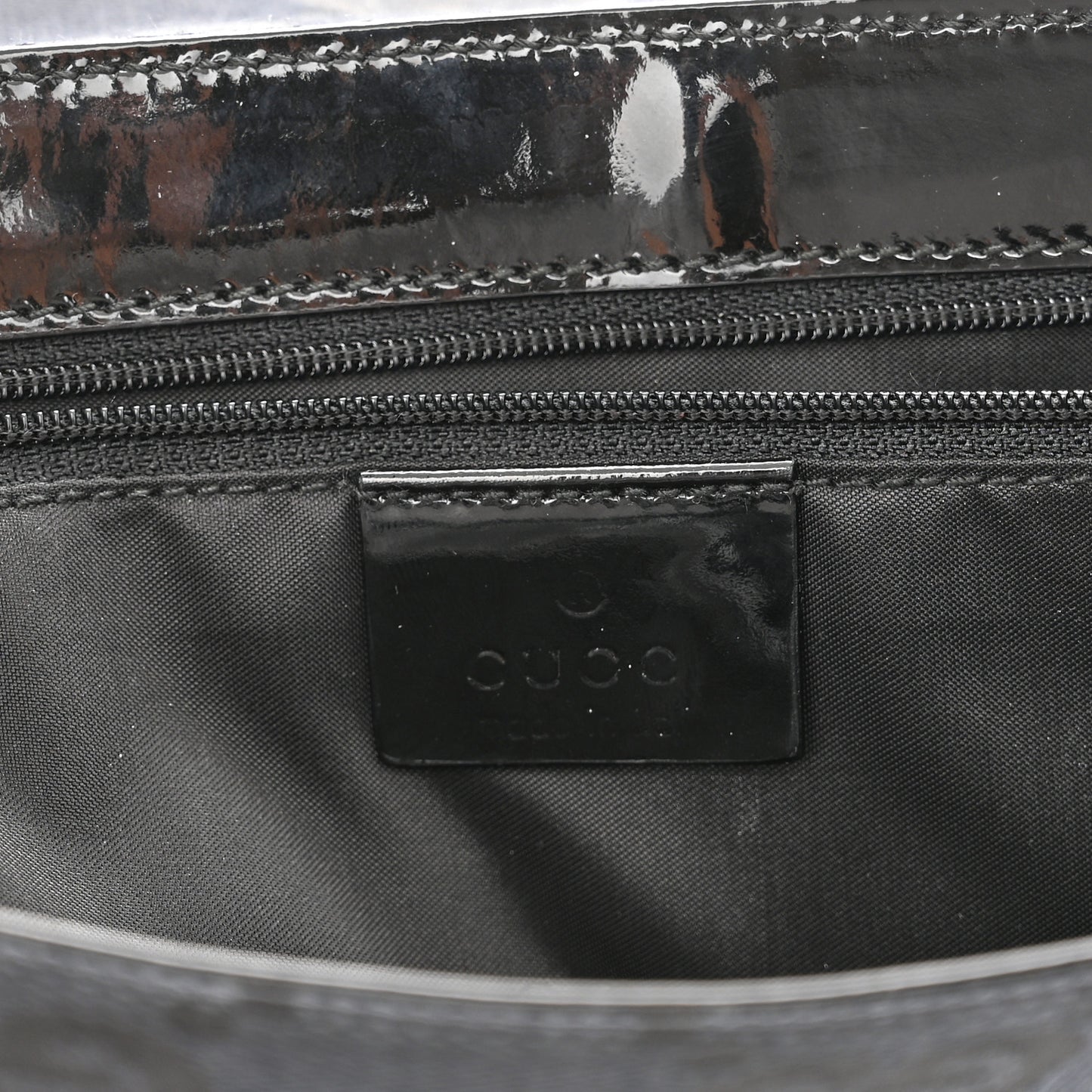 Patent Jumbo Monogram Canvas Shoulder Bag Black
