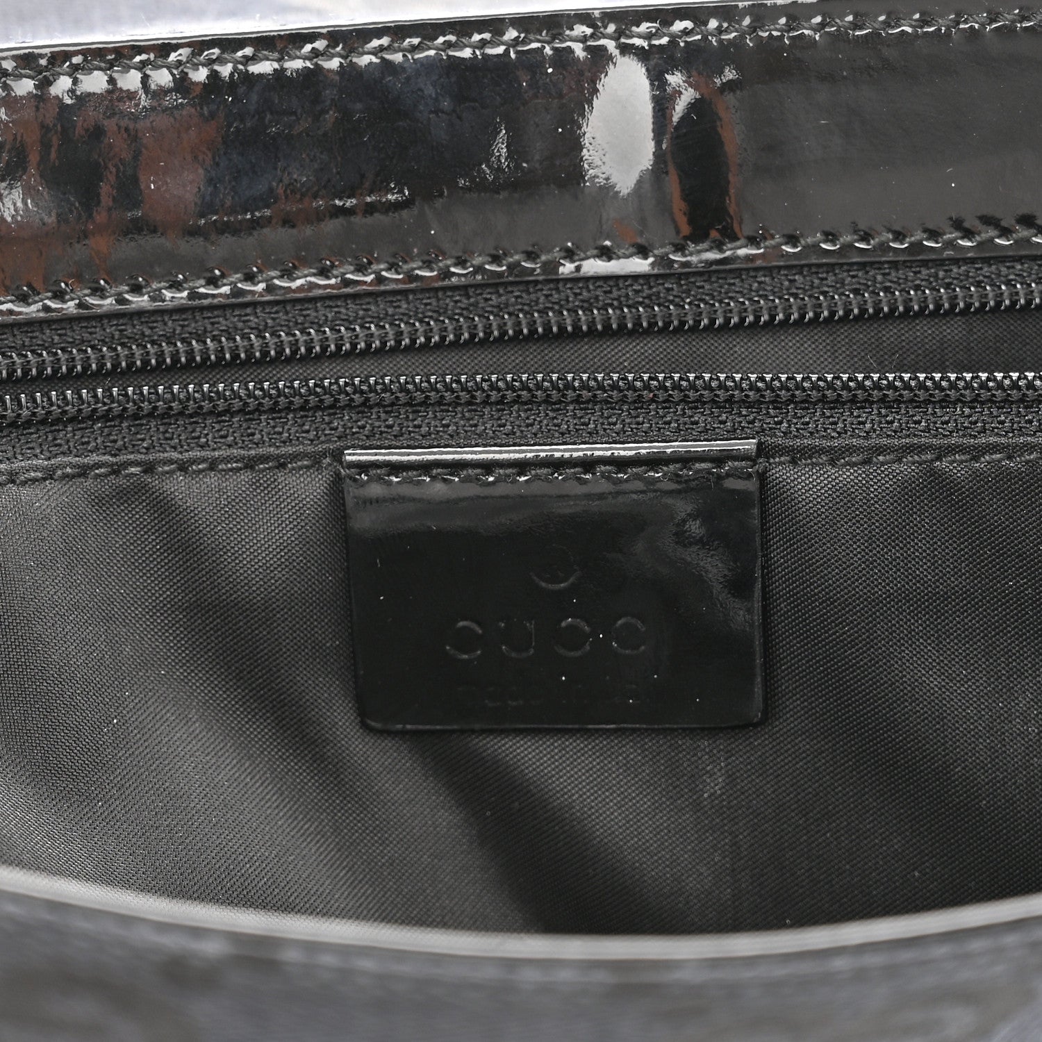 Gucci Patent Jumbo Monogram Canvas Shoulder Bag Black 6 of 12