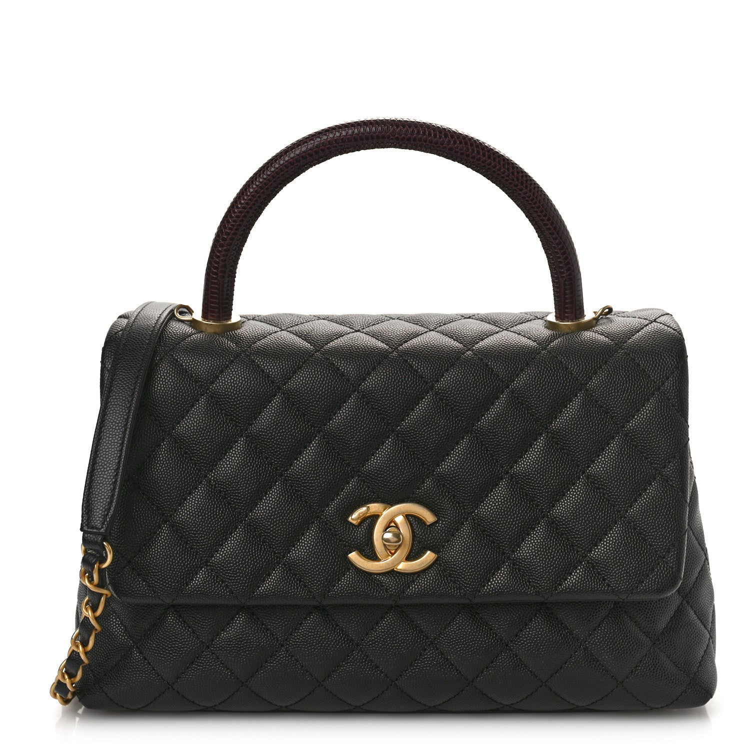 Chanel Caviar Lizard Quilted Small Coco Handle Flap Black 1 of 9