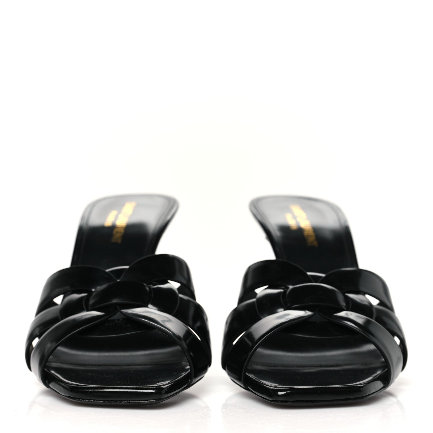 Saint Laurent Calfskin Tribute 85 Slide Sandals 38 Black 3 of 9
