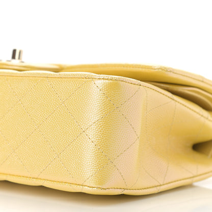 Chanel Iridescent Caviar Quilted Medium Double Flap Yellow 6 of 13