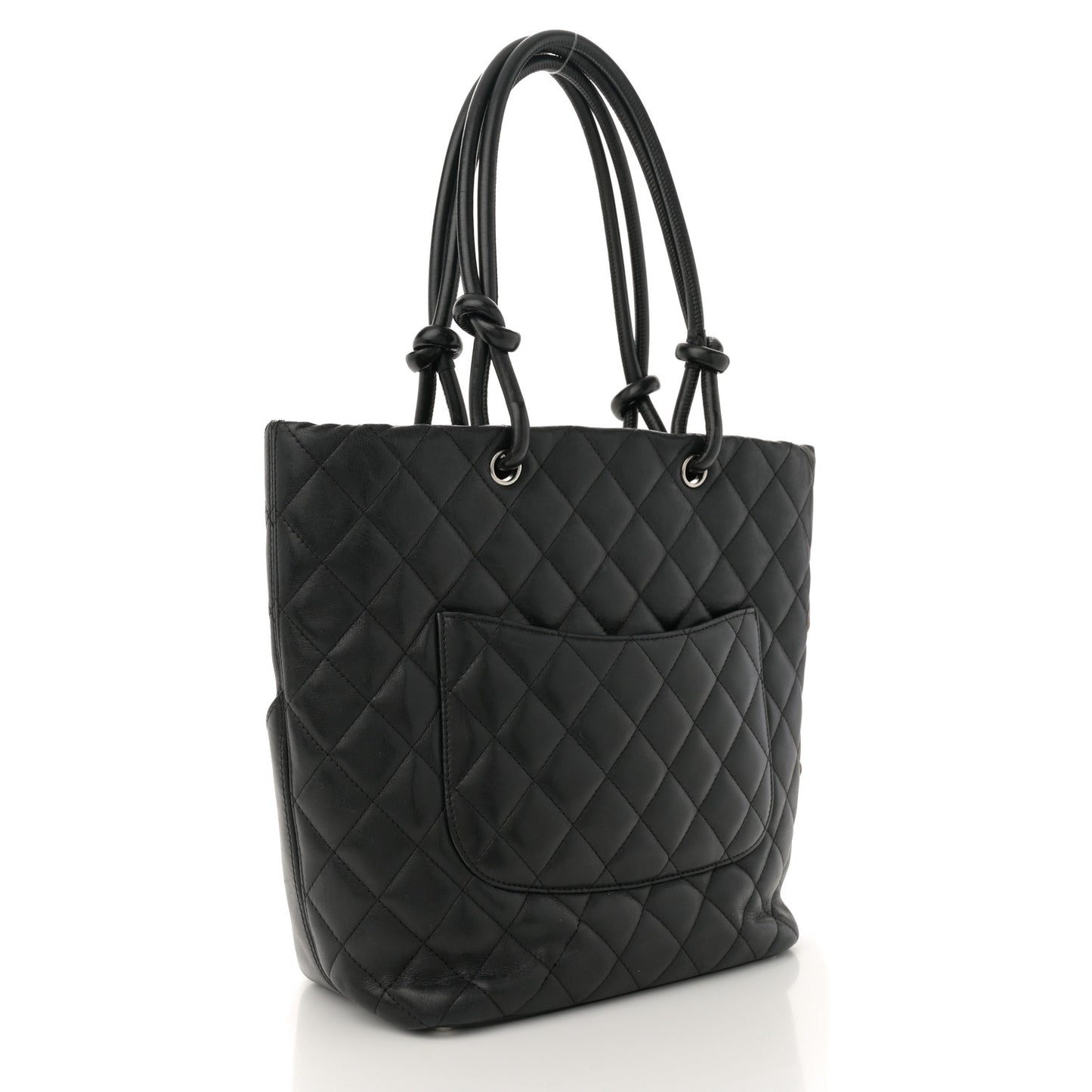 Calfskin Quilted Medium Cambon Tote Black White