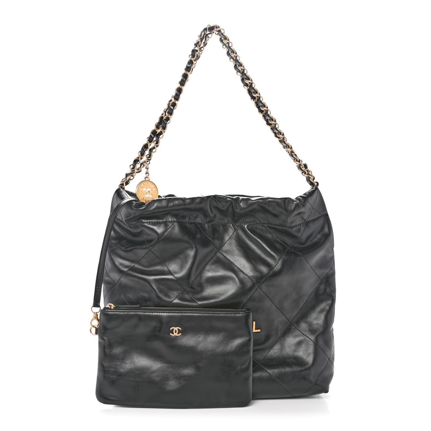Chanel Shiny Calfskin Quilted Small Chanel 22 Black 3 of 11