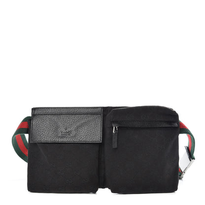 Gucci GG Monogram Web Double Pocket Belt Bag Black 1 of 12