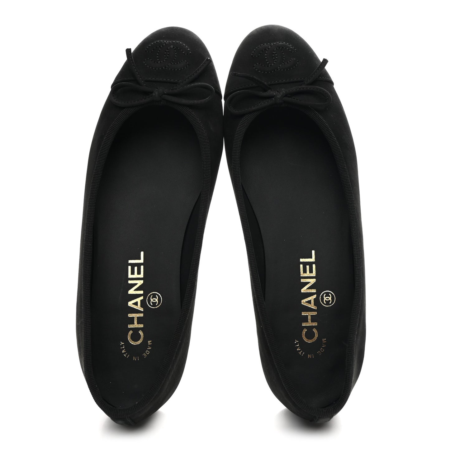 Suede Calfskin Cap Toe CC Ballerina Flats 36 Black