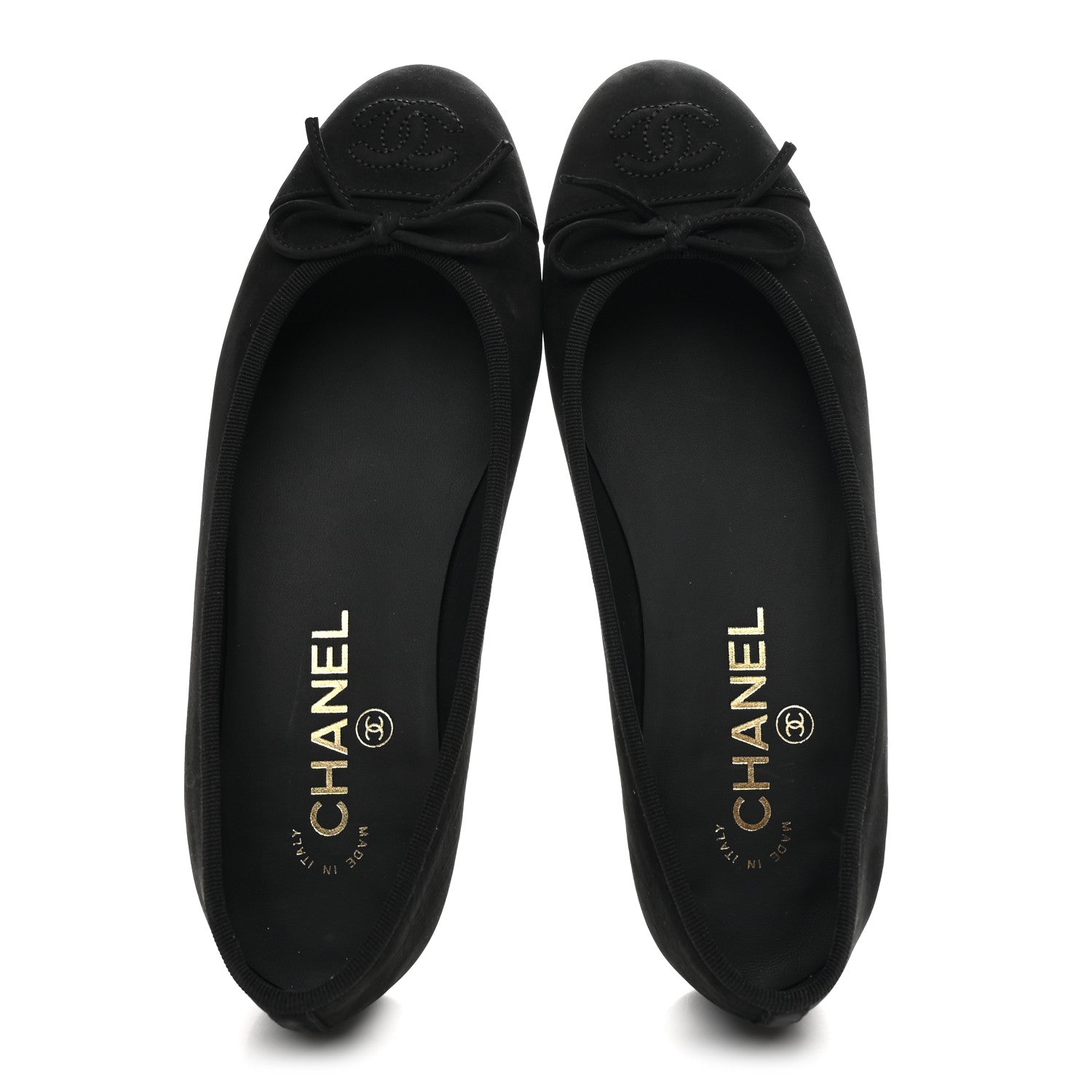 Chanel Suede Calfskin Cap Toe CC Ballerina Flats 36 Black 2 of 10