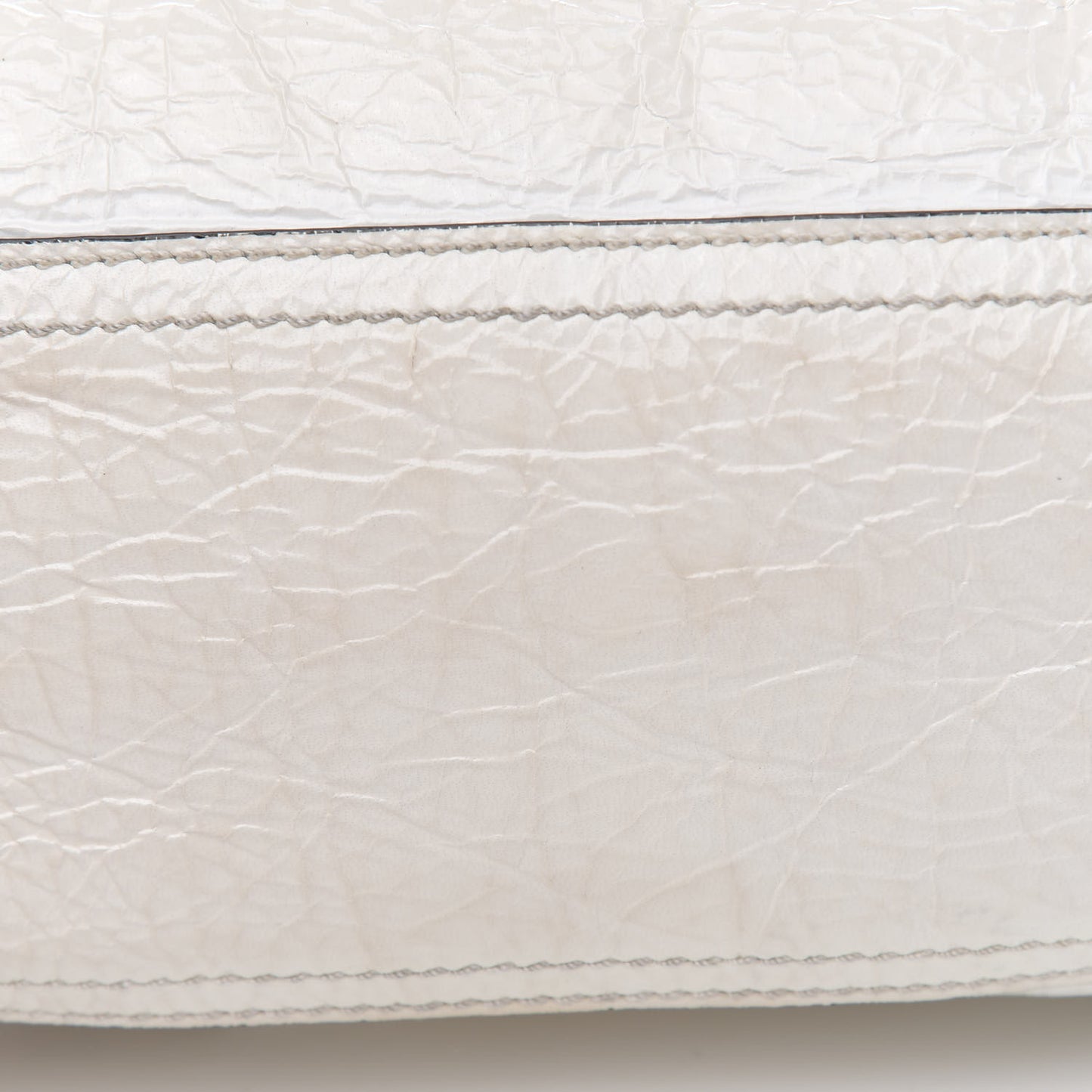 Crinkled Patent Deerskin Mini Pandora White