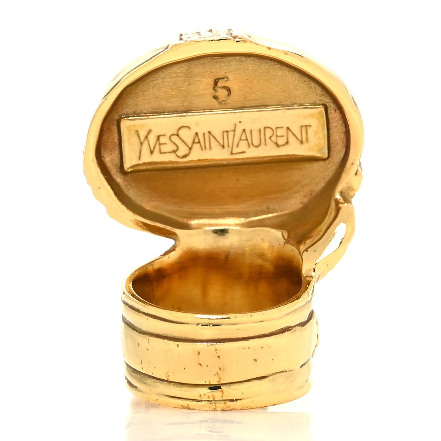 Glass Cabochon Arty Ovale Ring 49 5 Gold Red