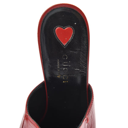 Gucci Malaga Kid Horsebit Princetown High Heel Mules 37.5 Hibiscus Red 7 of 10