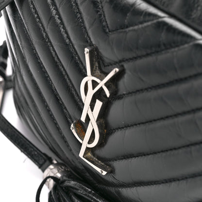 Saint Laurent Cracked Shiny Calfskin Matelasse Monogram Lou Camera Bag Black 13 of 13