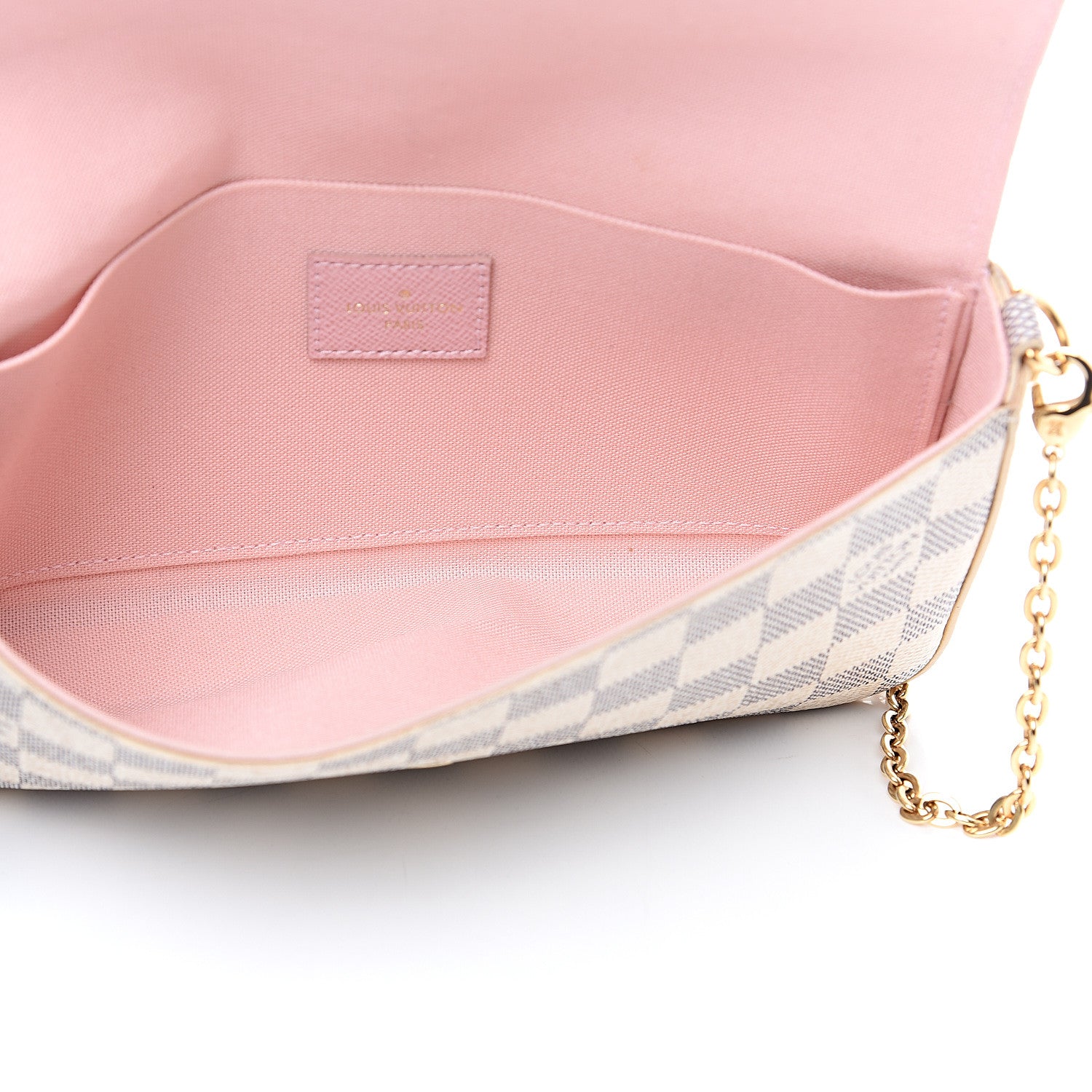 Louis Vuitton Damier Azur Pochette Felicie Chain Wallet Rose Ballerine 5 of 13