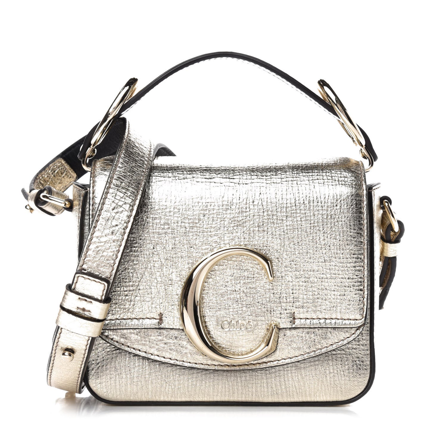 Calfskin Sued Mini C Bag Gold