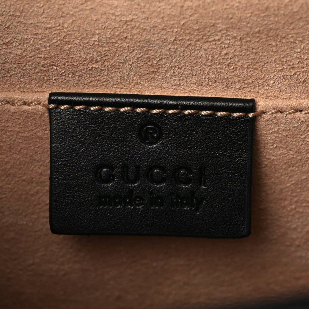 Gucci Nappa Elaphe GG Supreme Monogram Medium Osiride Shoulder Bag Black Bright Cuir Beige Ebony 13 of 17